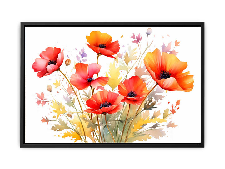 Watercolor Poppy Painting  canvas Print