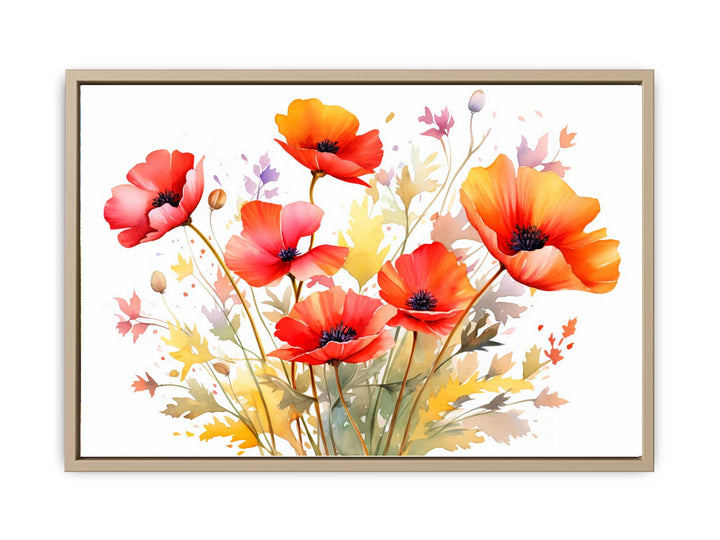 Watercolor Poppy Painting framed Print