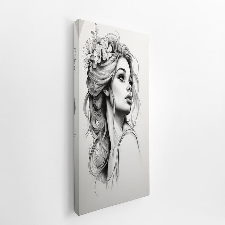 Beautiful Women Sketch  canvas Print