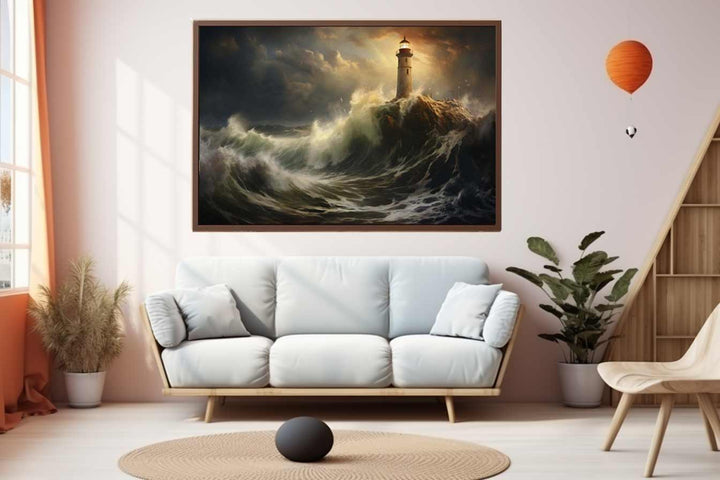 Lighthouse In Storm Art Print