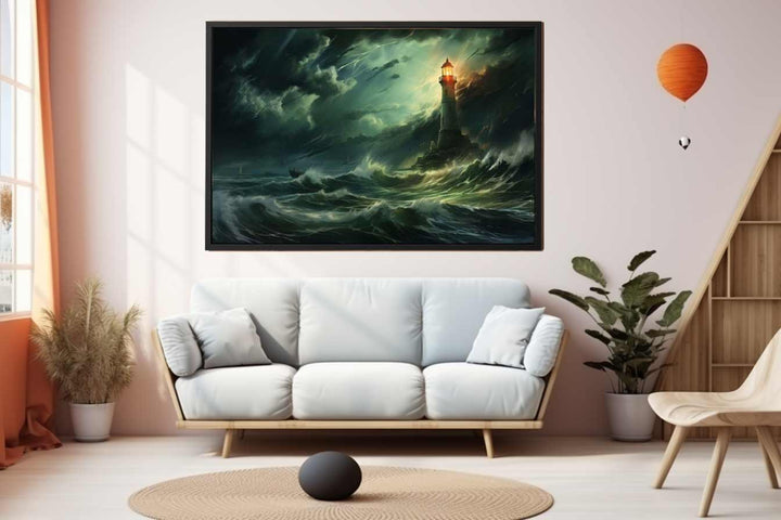 Lighthouse In Storm Art Print