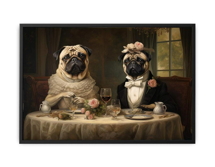 Painting Of Pugs Print  canvas Print