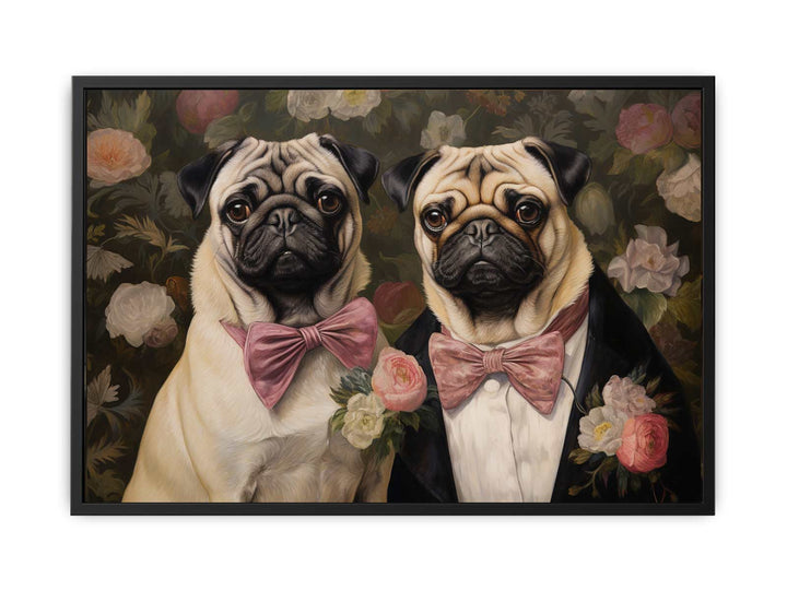 Painting Of Two Pugs  canvas Print