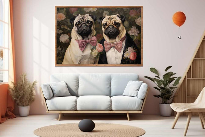 Painting Of Two Pugs Art Print