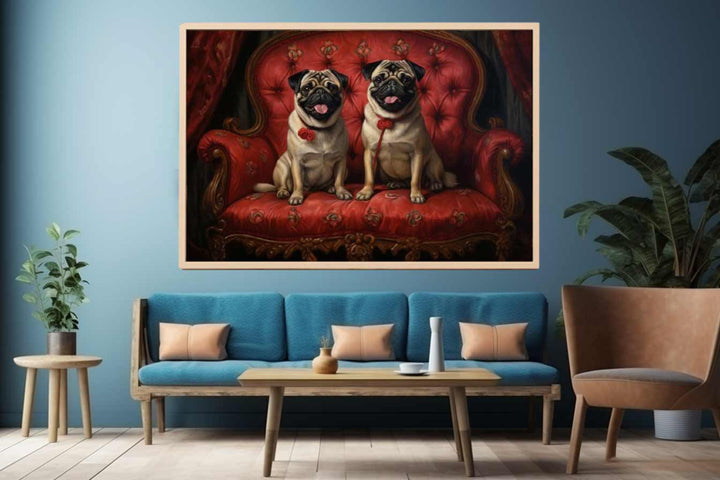 Pugs On Couch Art Print