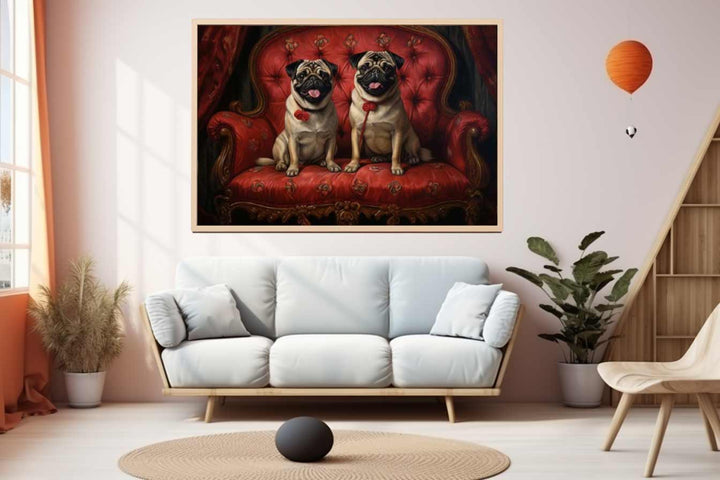 Pugs On Couch Art Print