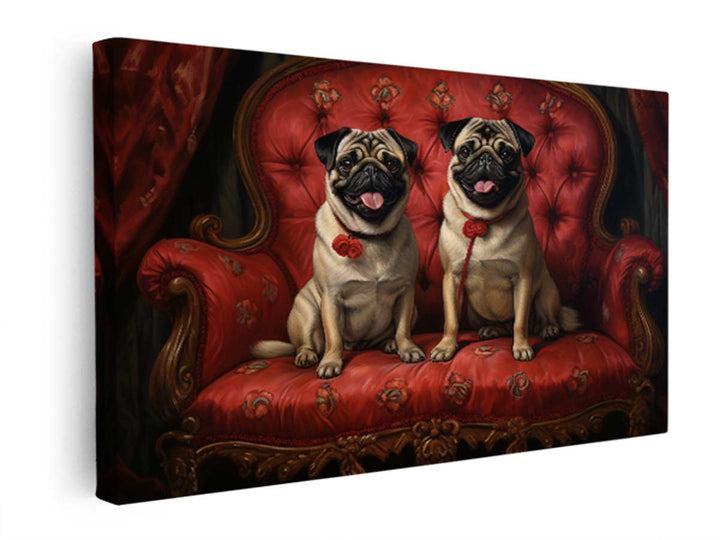 Pugs On Couch  canvas Print