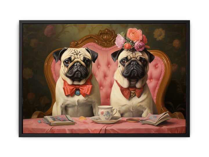 Painting Of Pugs  canvas Print