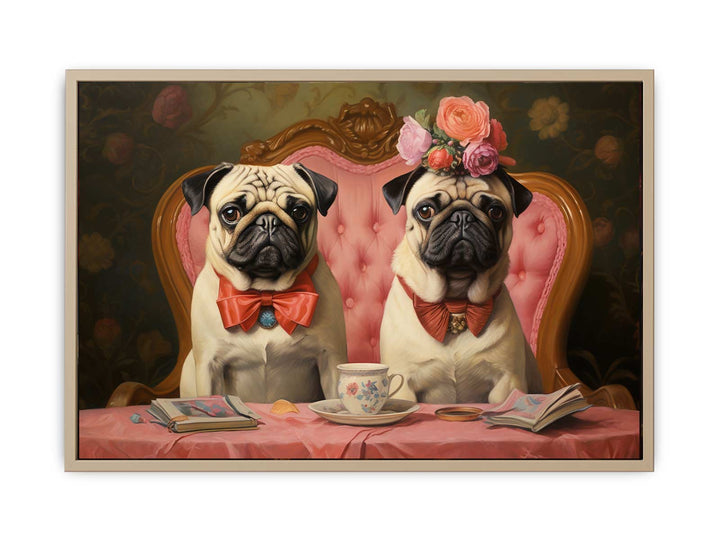 Painting Of Pugs framed Print