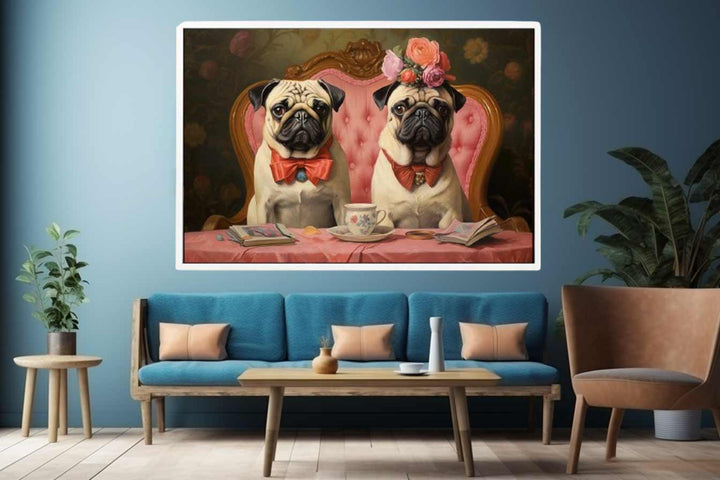 Painting Of Pugs Art Print