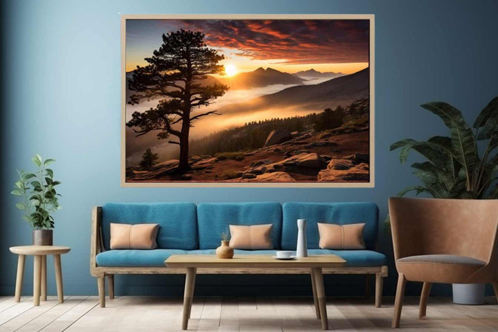 Sunrise In Valley Print Art Print