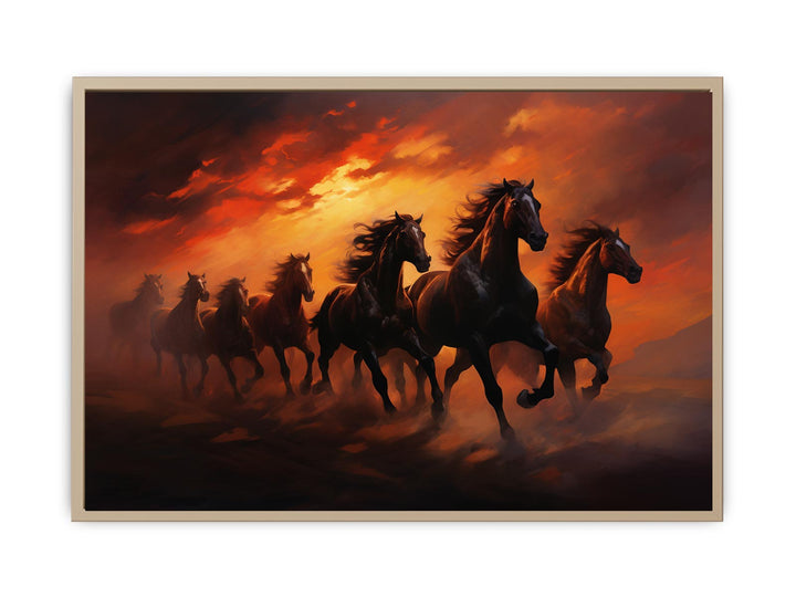 Lucky Seven Horses Painting  framed Print