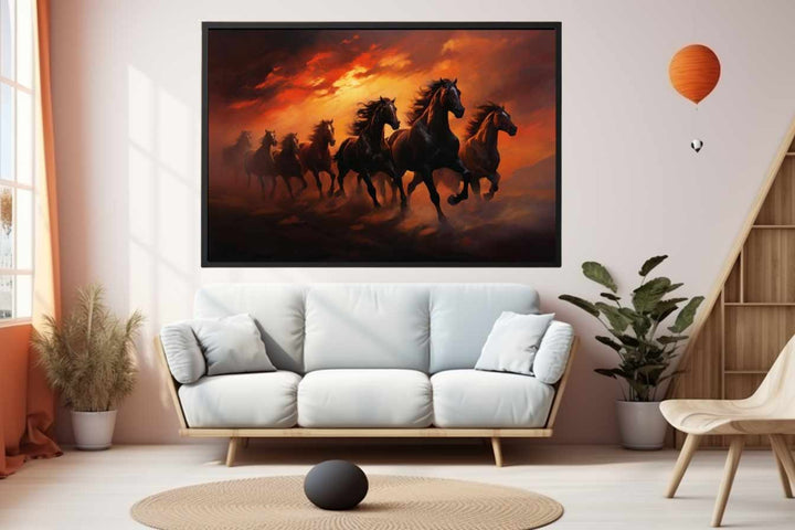 Lucky Seven Horses Painting  Art Print