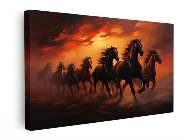 Lucky Seven Horses Painting   canvas Print