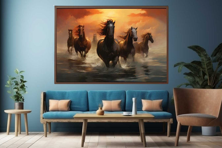 Lucky Seven Horses Painting  Art Print