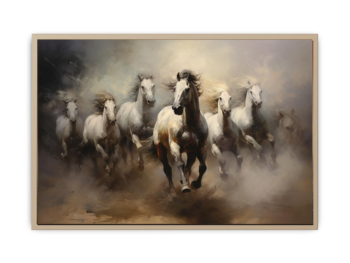 Lucky Seven Horses Painting  framed Print