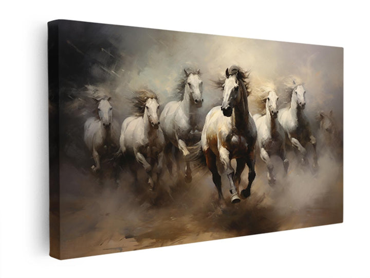 Lucky Seven Horses Painting   canvas Print