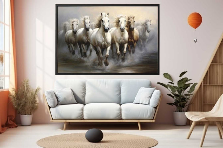 White Horses Painting  Art Print