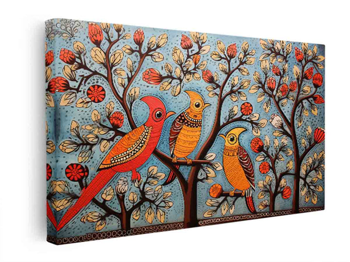 Madhubani Brids Art  canvas Print