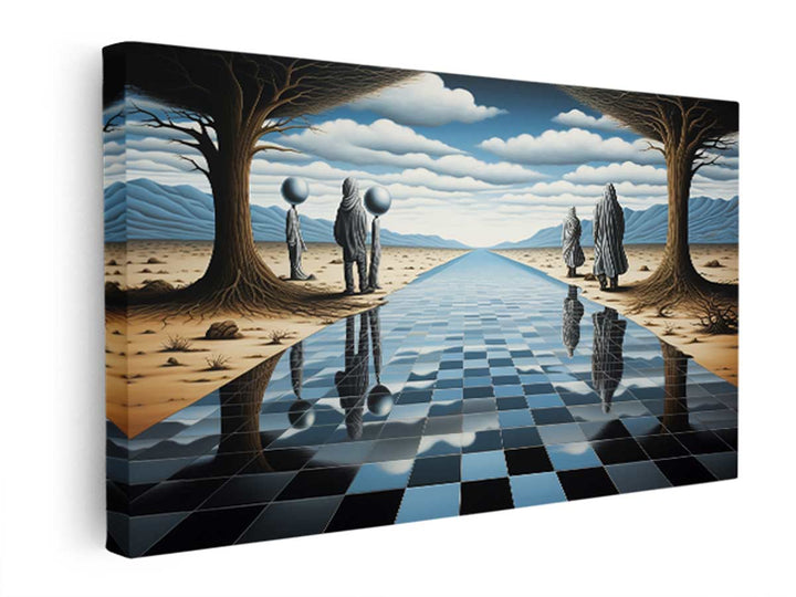 Chess Board Illusion Painting  canvas Print