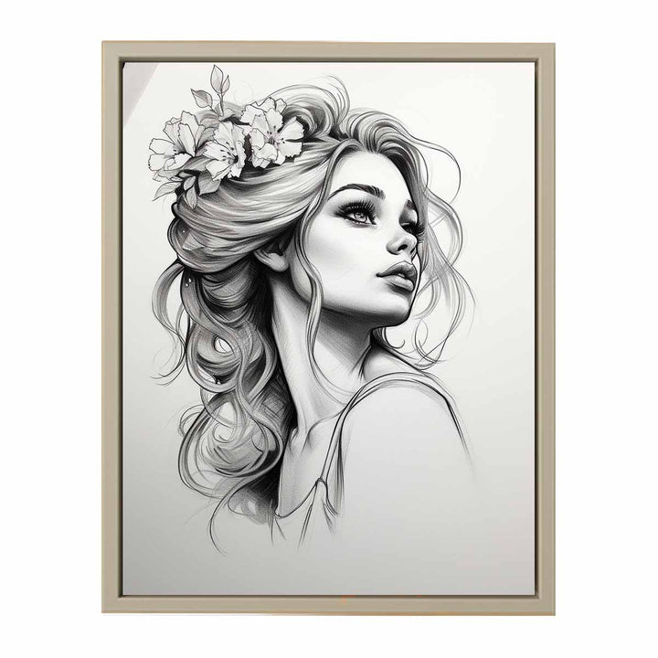 Beautiful Women Sketch framed Print