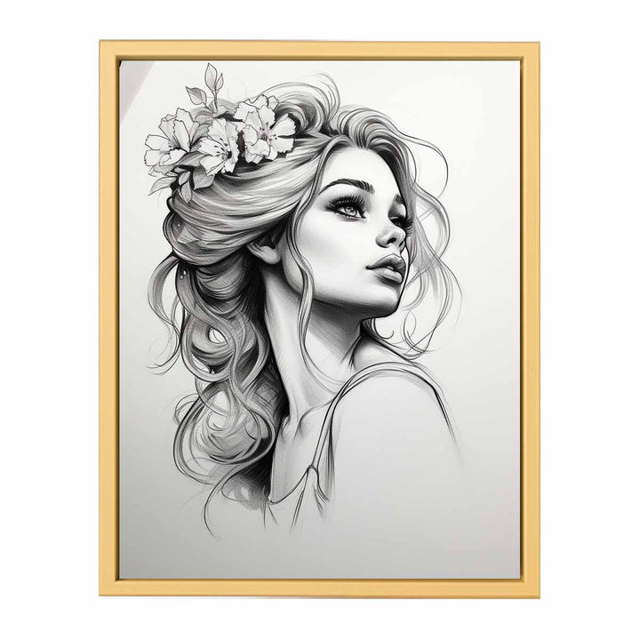 Beautiful Women Sketch framed Print