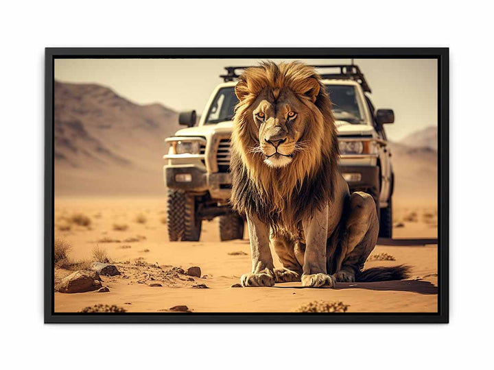 Big Lion In Desert Art  canvas Print