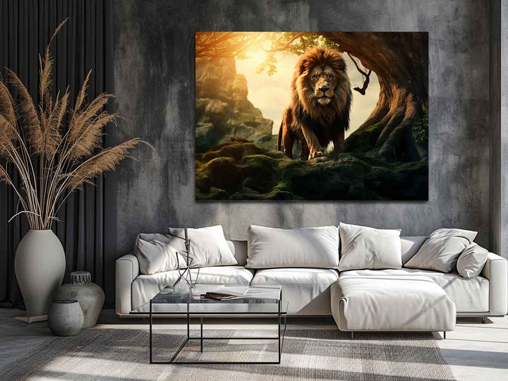 Lion In Cave Art Print