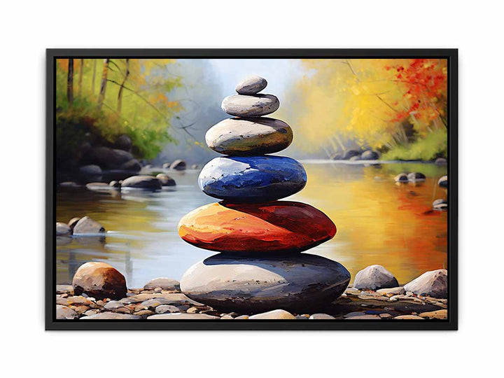 Stacking Stones Painting  canvas Print