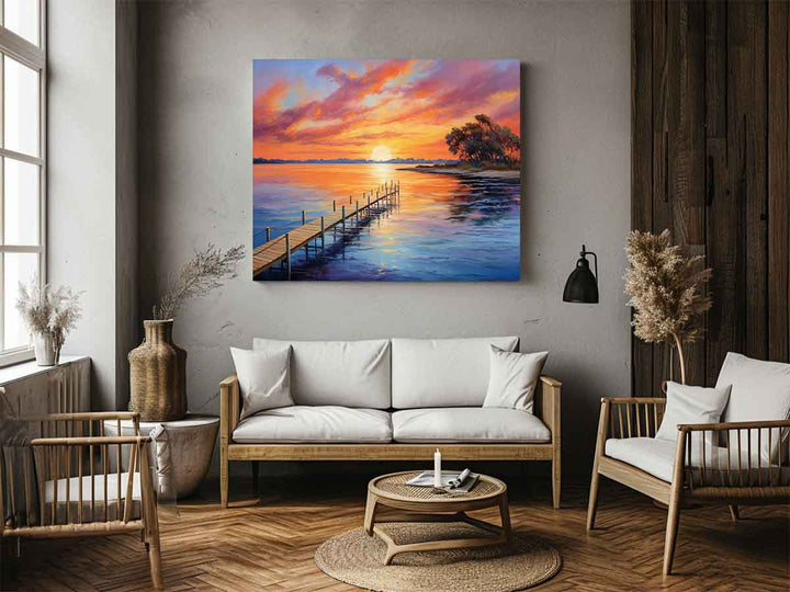 Jetty Sunset Pinting Art Print