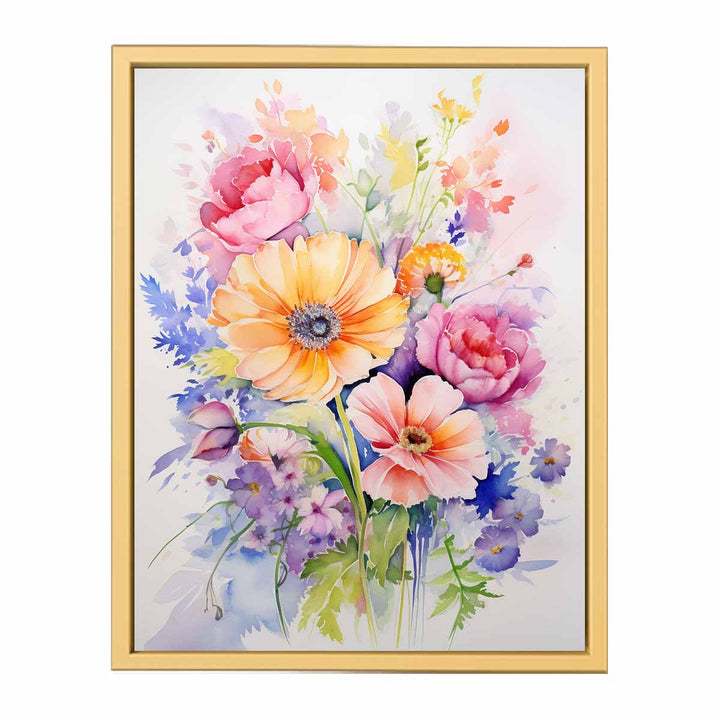 Watercolor Flowers Painting framed Print