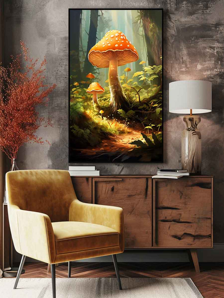 Mushroom Painting In Jungle Art Print