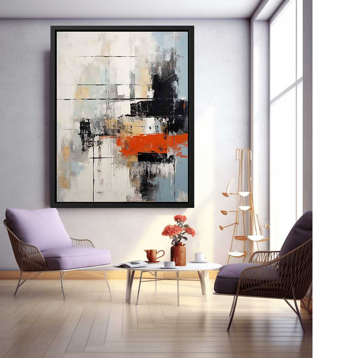 Modern Red,White And Black Wall Art Print