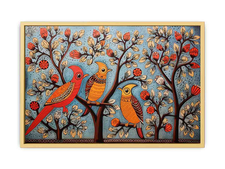 Madhubani Brids Art framed Print