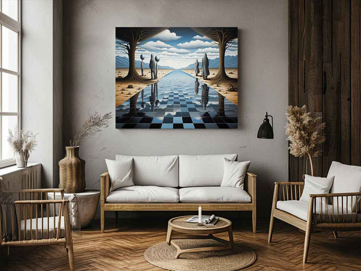 Chess Board Illusion Painting Art Print