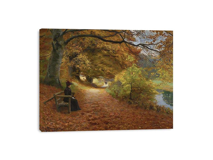 A Wooded Path In Autumn Canvas Print