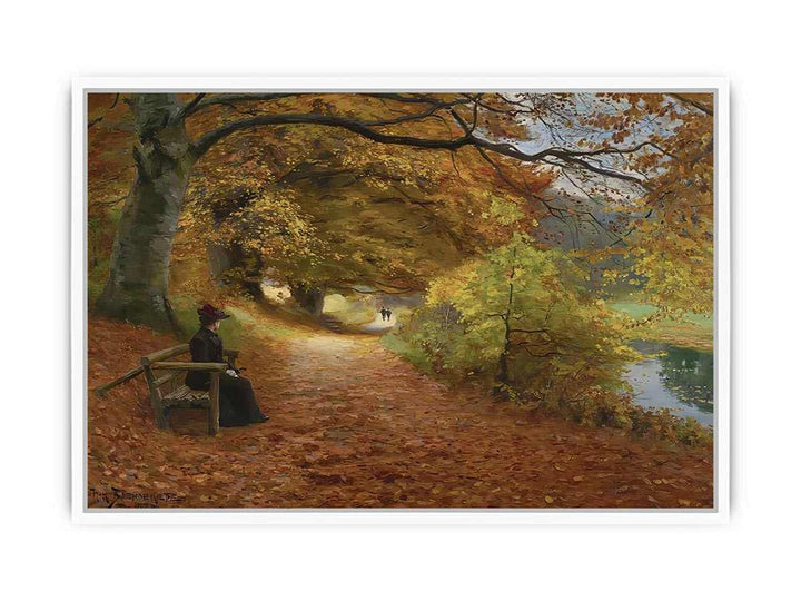 A Wooded Path In Autumn Framed Print