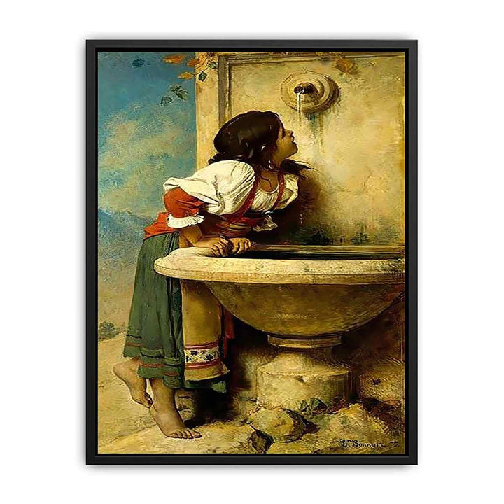 Roman Girl at a Fountain  Painting