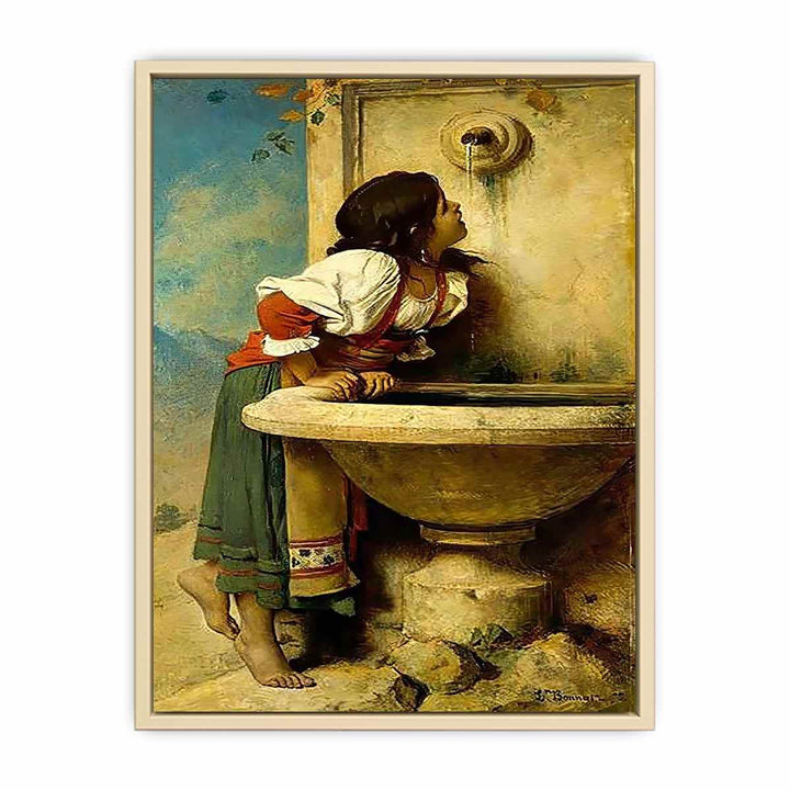 Roman Girl at a Fountain  Art Print