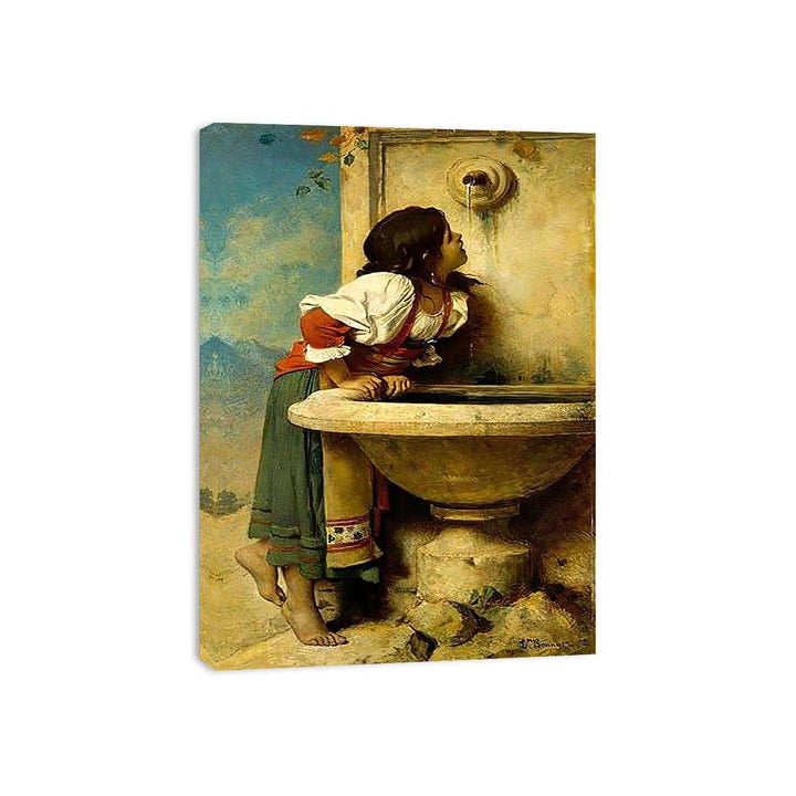 Roman Girl at a Fountain Canvas Print