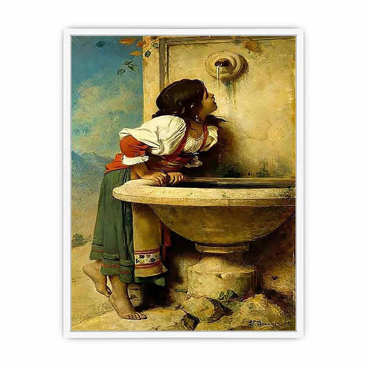 Roman Girl at a Fountain Framed Print