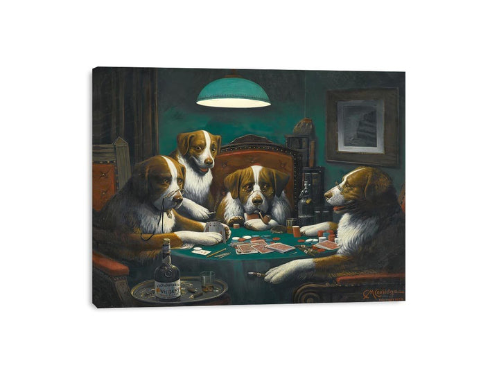 Dogs Playing Poker Painting Canvas Print