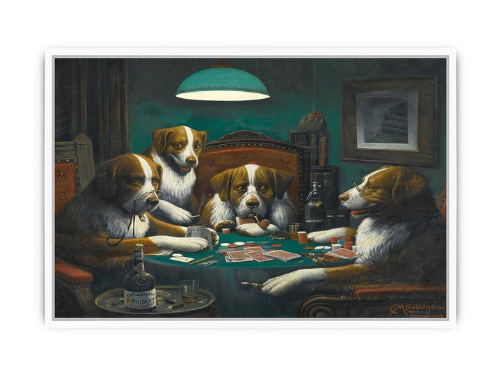 Dogs Playing Poker Painting Framed Print