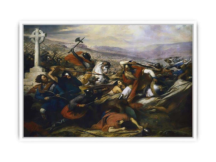 The Battle of Poitiers, 25th October 732, won by Charles Martel 688-741 1837 Framed Print