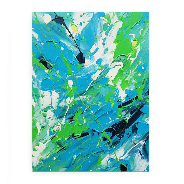 Green Blue Dripping Color Painting