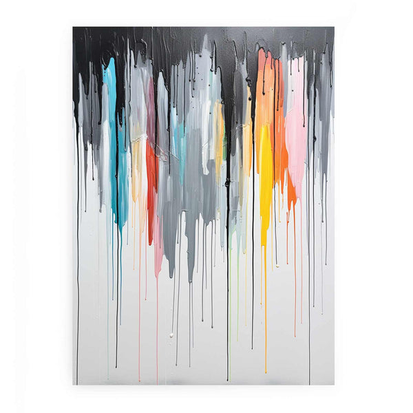 Grey Color Dripping Color  Art Painting