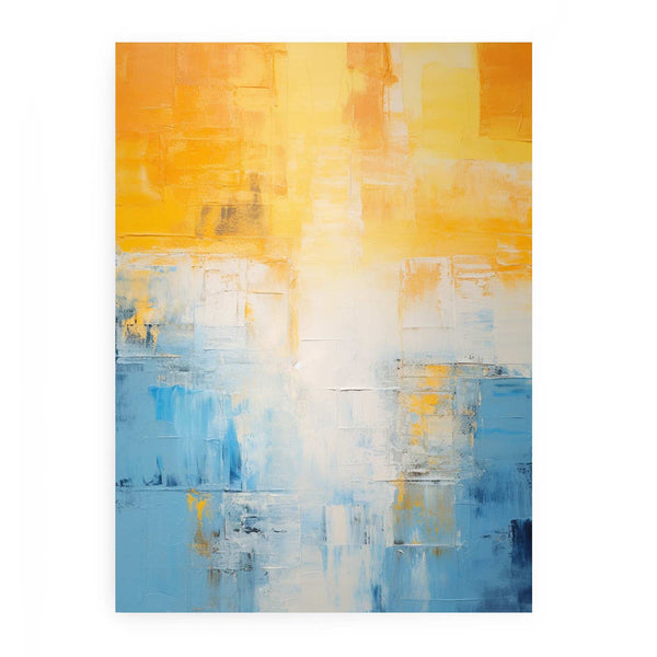 Yellow Blue Abstract Knife Art Painting