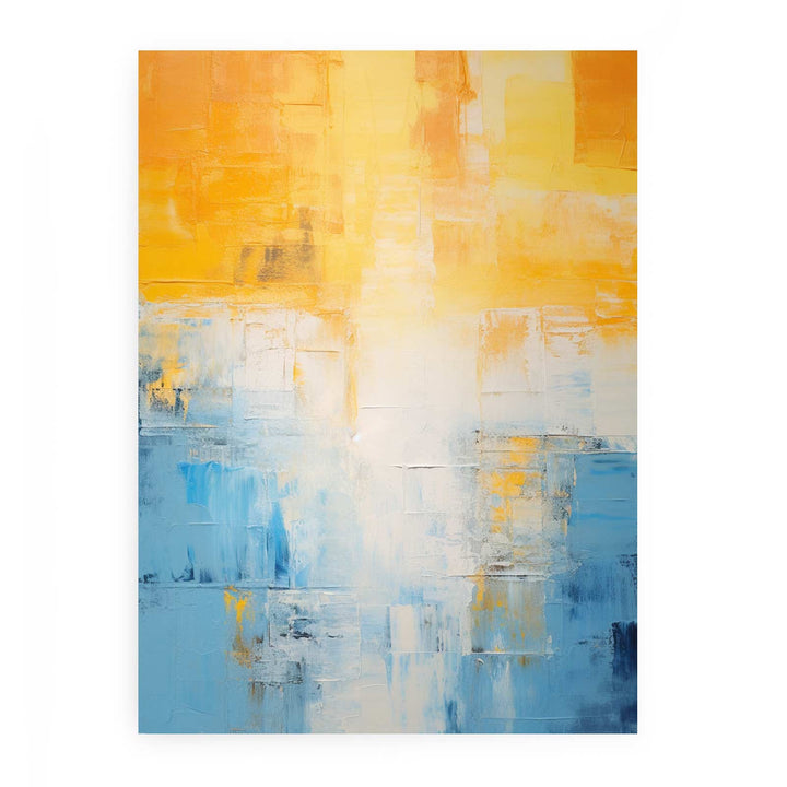 Yellow Blue Abstract Knife Art Painting