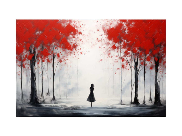 Red Tree Art Painting 