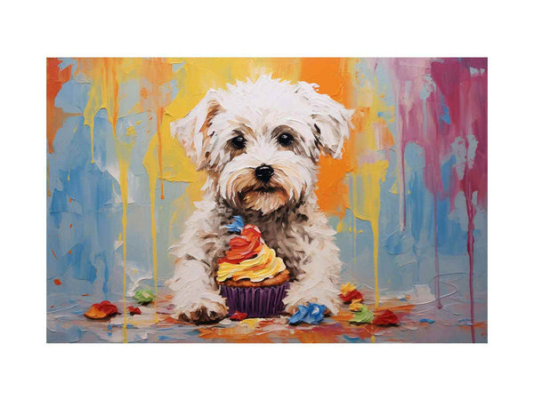 Dog Cupcake Modern Art Painting 